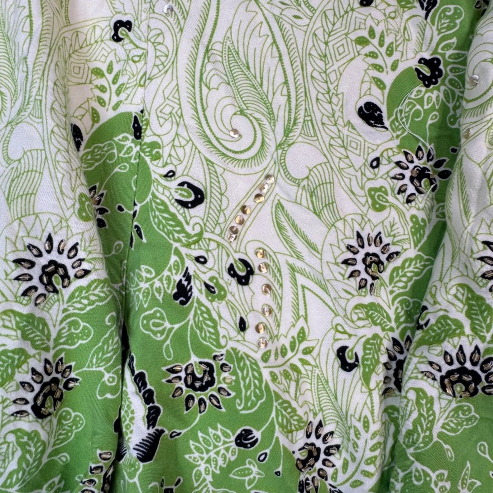 Gado Gado Green Paisley Beaded Sequin Boho Midi Skirt Womens Lined - Picture 4 of 8